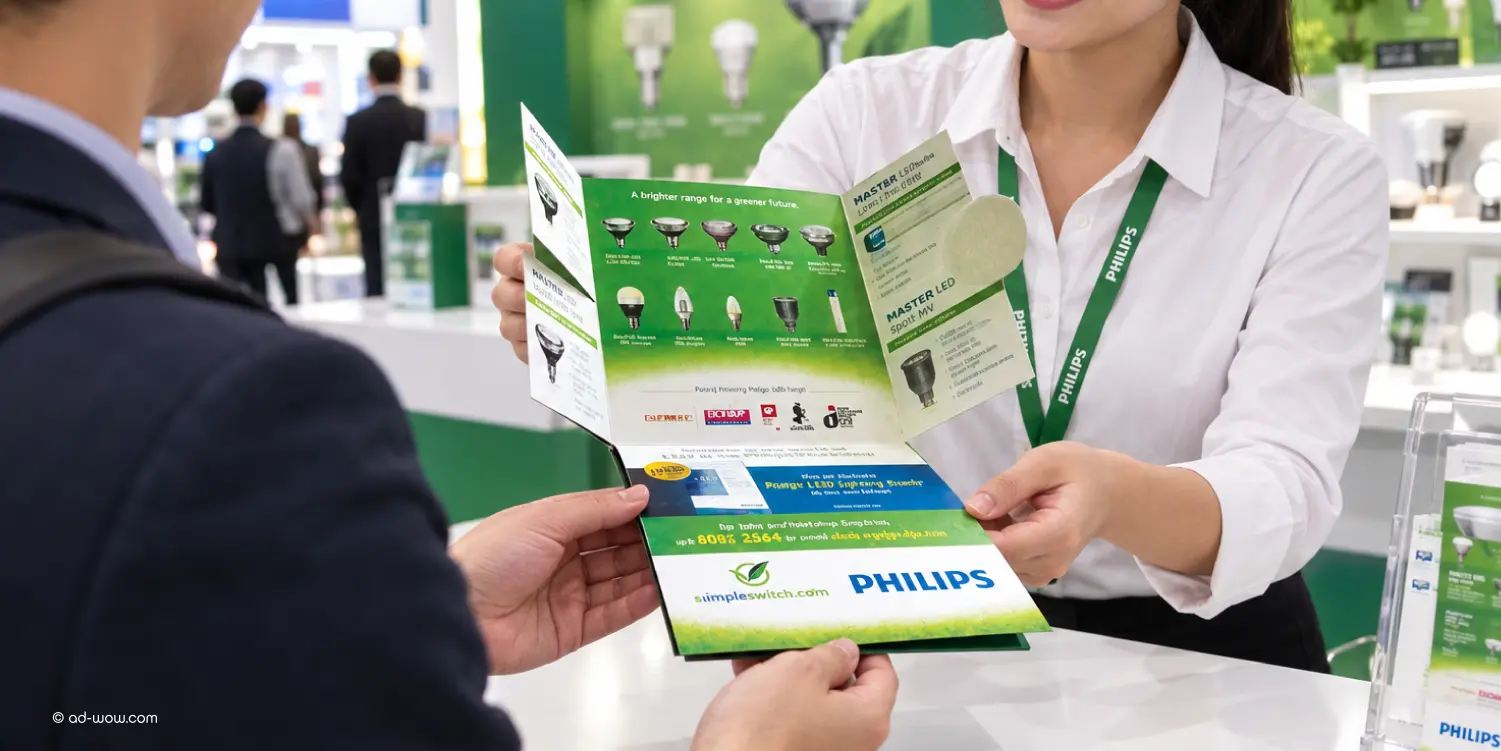 Philips LED trade presenter, a fold-out brochure used by retail staff to explain the lighting range to customers